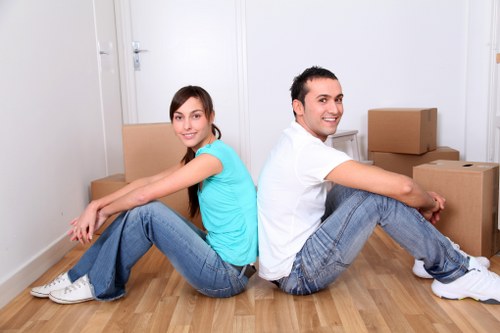 Loading furniture and boxes into a moving van