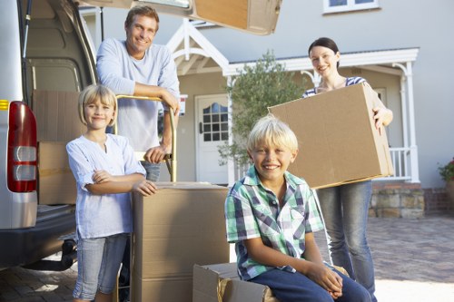 Packed household items prepared for a Mortlake relocation