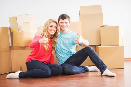 Packed household items prepared for a Mortlake removal or delivery