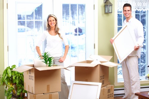 Moving boxes and household items with a Mortlake van service